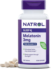 Natrol Melatonin 3 mg Time Release, Dietary Supplement to Minimize Wake Ups, Nighttime Sleep Aid, 100 Tablets, Up to a 100 Day Supply