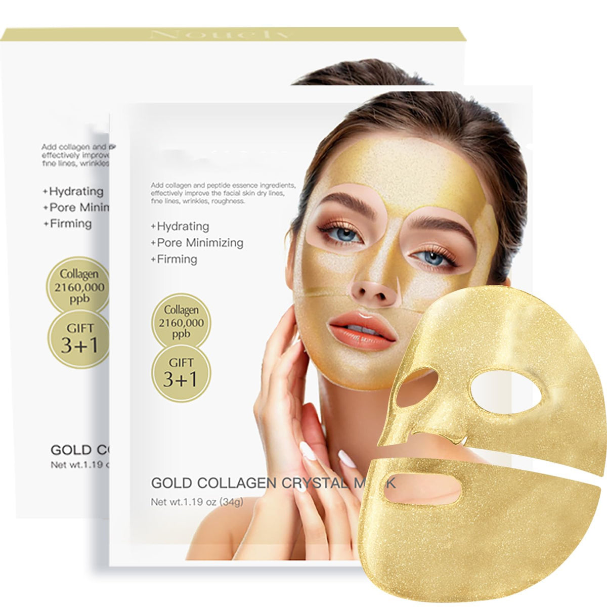 LBOYLlove 4pcs 24K Gold Collagen Overnight Face Masks - Hydrating Bio-Collagen for Anti-Wrinkle Lift