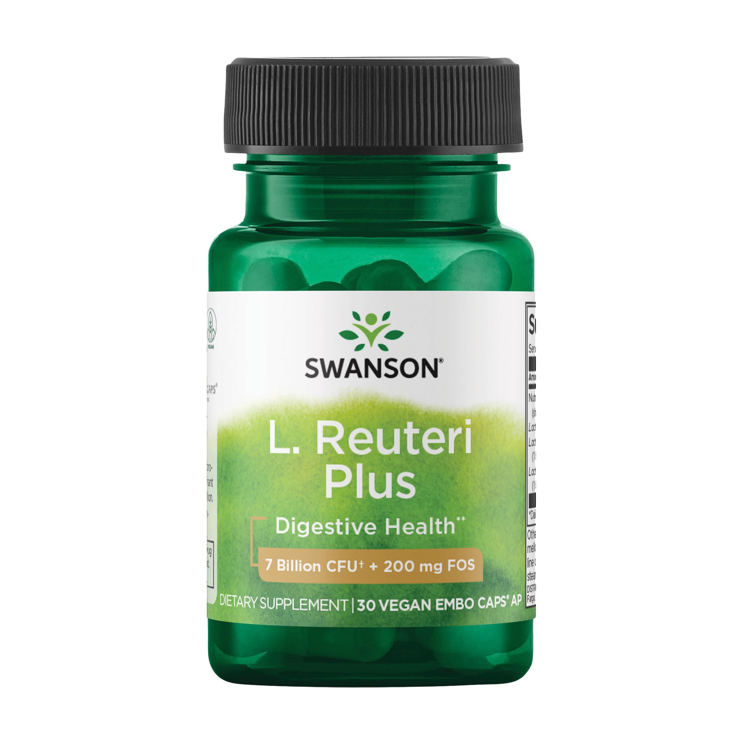 Swanson L. Reuteri Probiotic Plus: Digestive & Gut Health Support (30 Veggie Capsules)