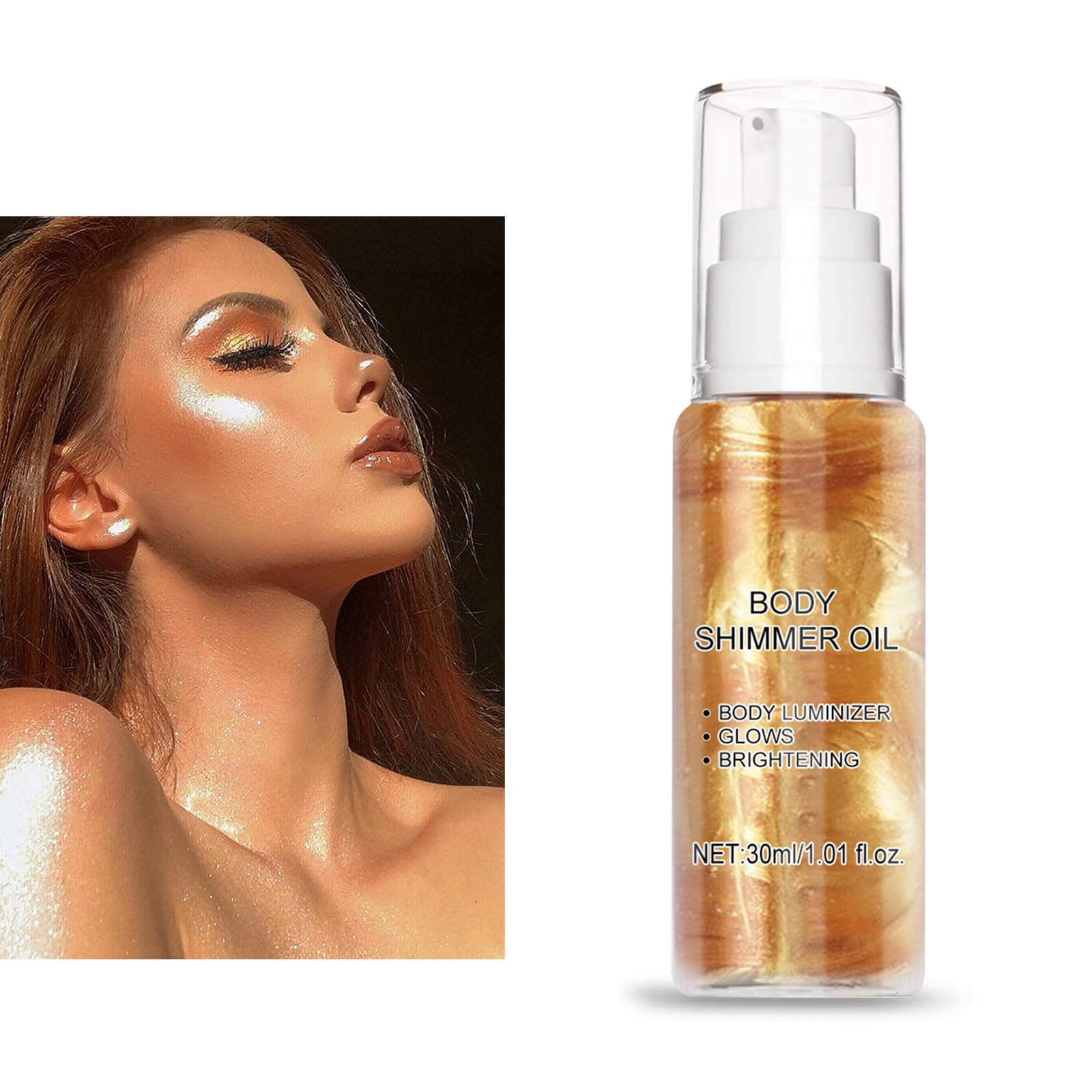 Gold Shimmer Body Oil & Luminizer - Liquid Highlighter Makeup