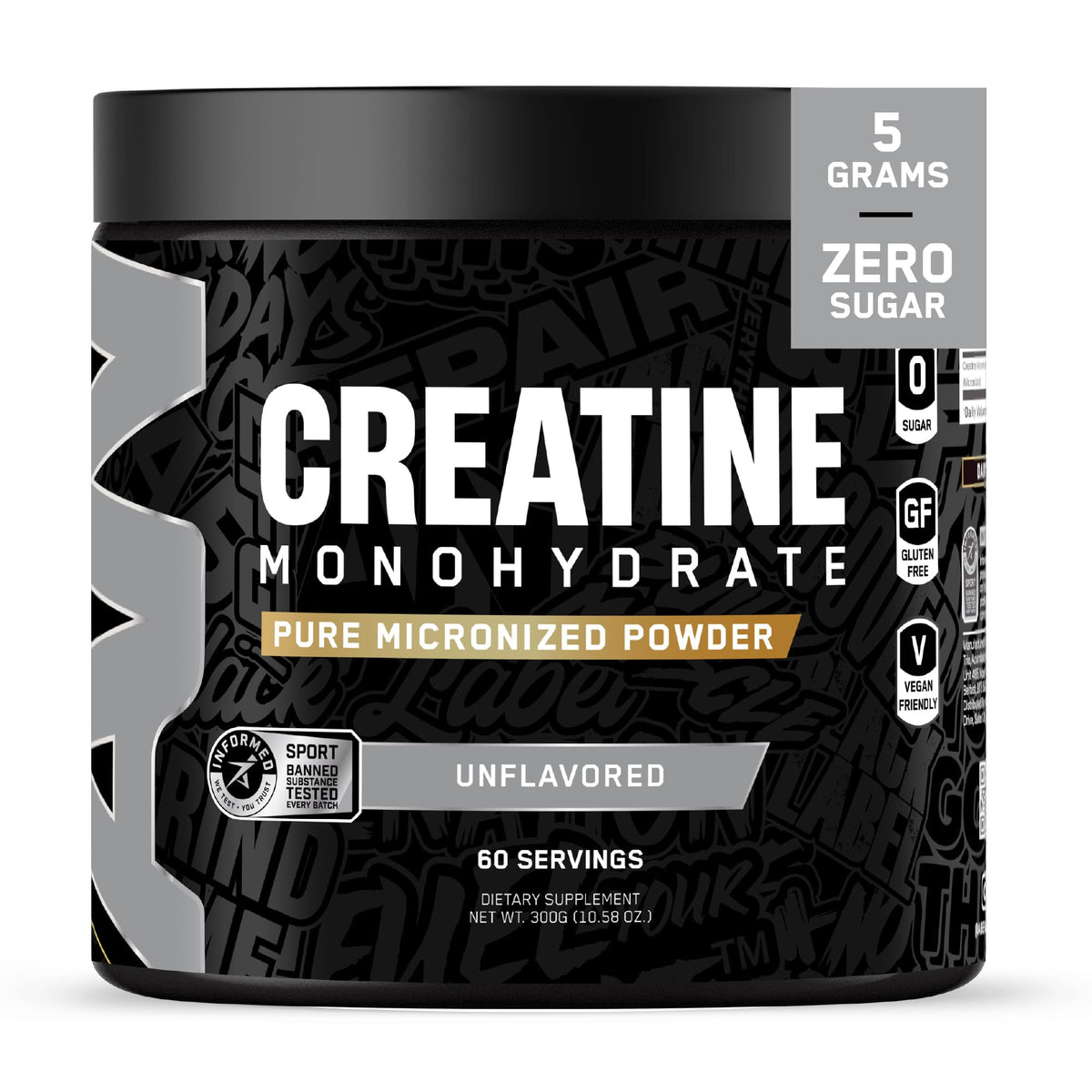All Black Everything Creatine Monohydrate - 60 Servings, Unflavored Micronized Powder for Muscle Support & Energy
