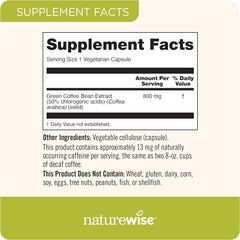NatureWise Green Coffee Bean Extract 800mg - with 50% Chlorogenic Acids - Support for Weight Goals, Energy, and Antioxidants - Vegan, Non-GMO - 60 Capsules[1-Month Supply]