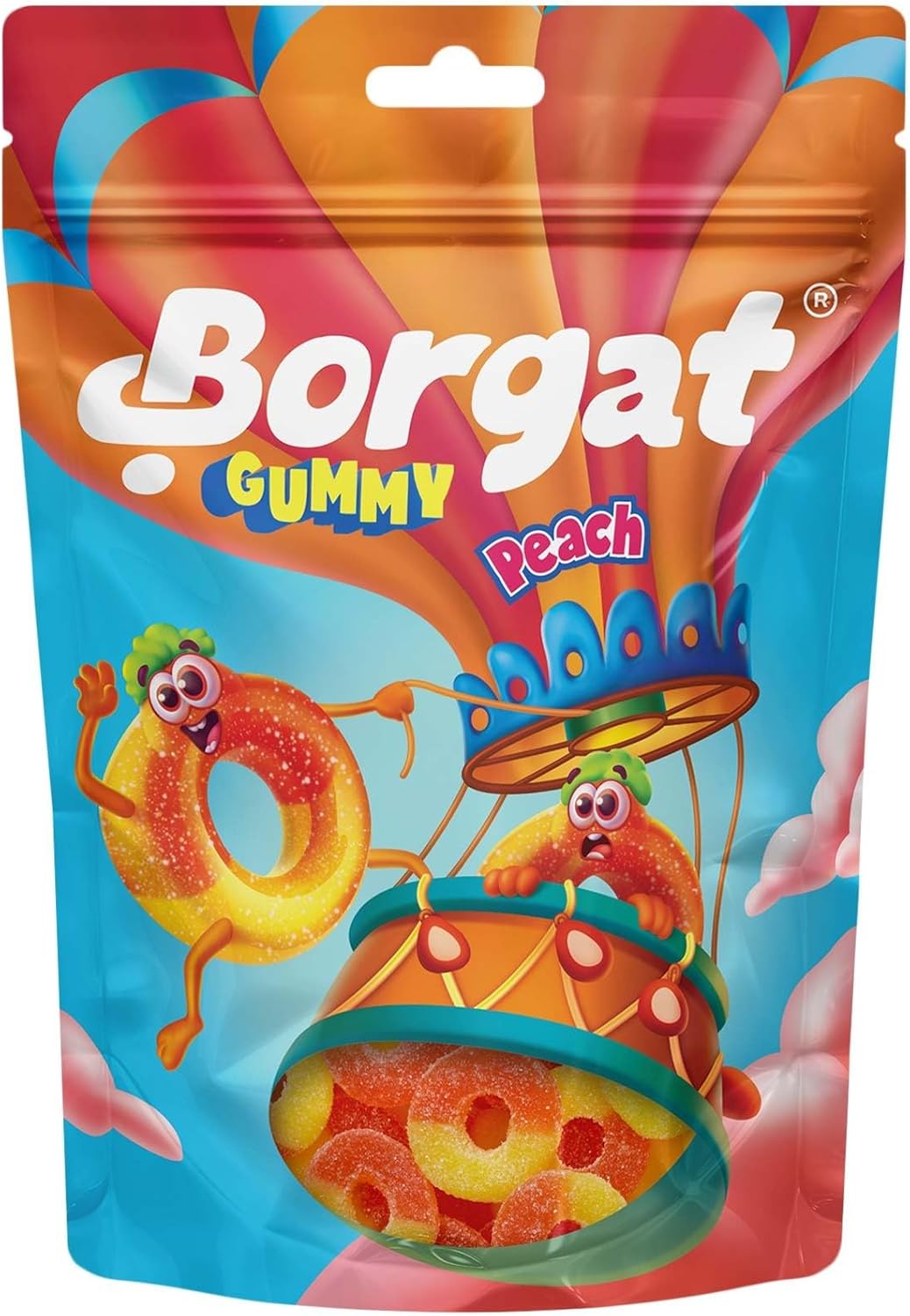 Borgat Gummy Ring Shape Peach Gummies Bag 80g