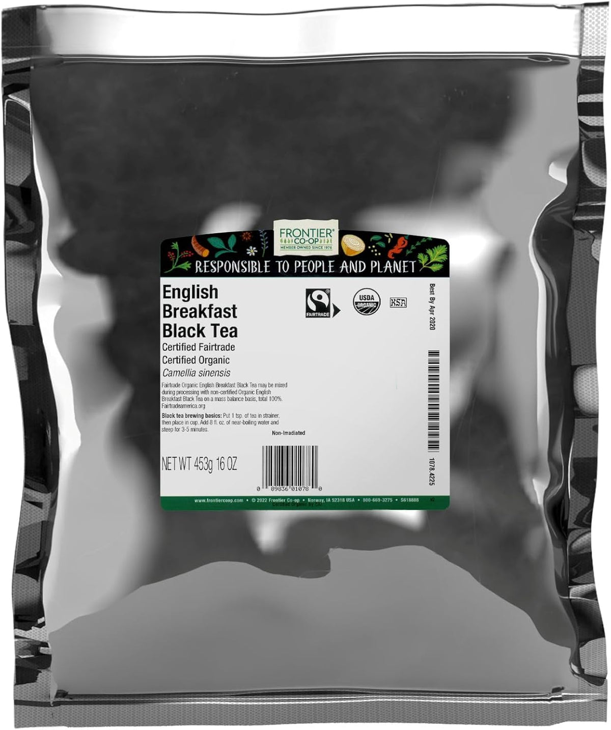 Organic English Breakfast Black Tea - Frontier Co-op 1lb Bulk - Robust, Malty Flavor for Daily Brew
