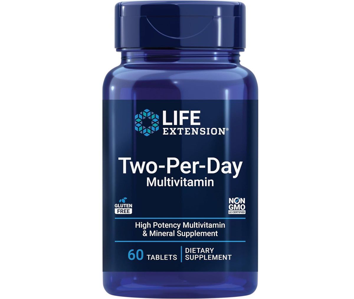 Life Extension Two-Per-Day Multivitamins – جرعة يومية من الفيتامينات والمعادن للرجال والنساء – مكمل غذائي أساسي كامل من الفيتامينات من أجل الطاقة والصحة – خالٍ من الجلوتين – غير معدّل وراثيًا – 60 قرصًا 