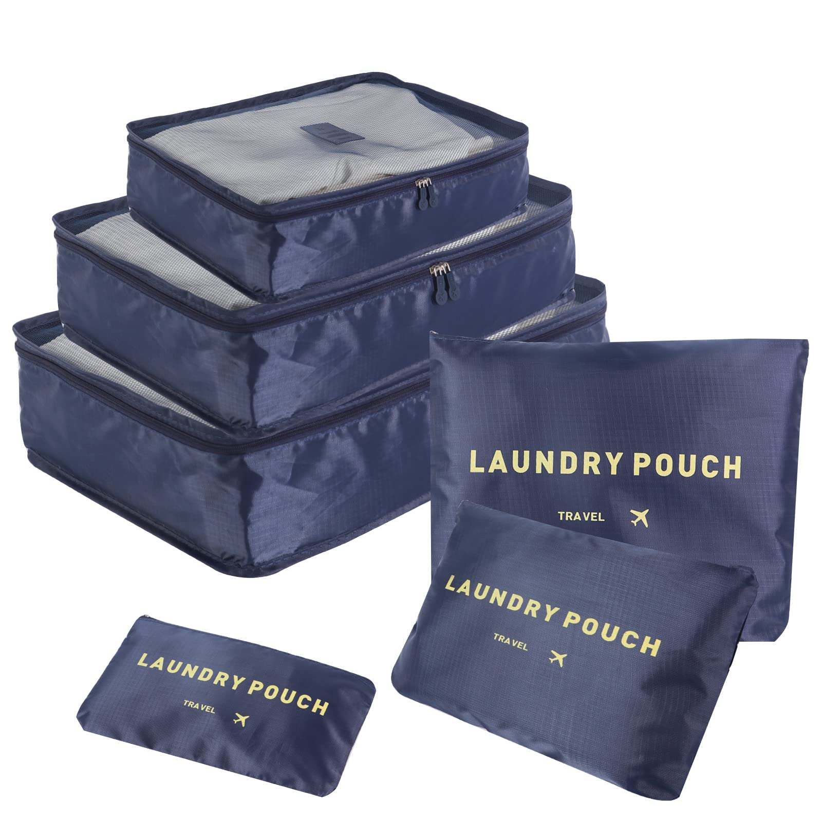 SKY-TOUCH 6-Piece Travel Packing Cubes & Laundry Bag Set - Waterproof Organizer