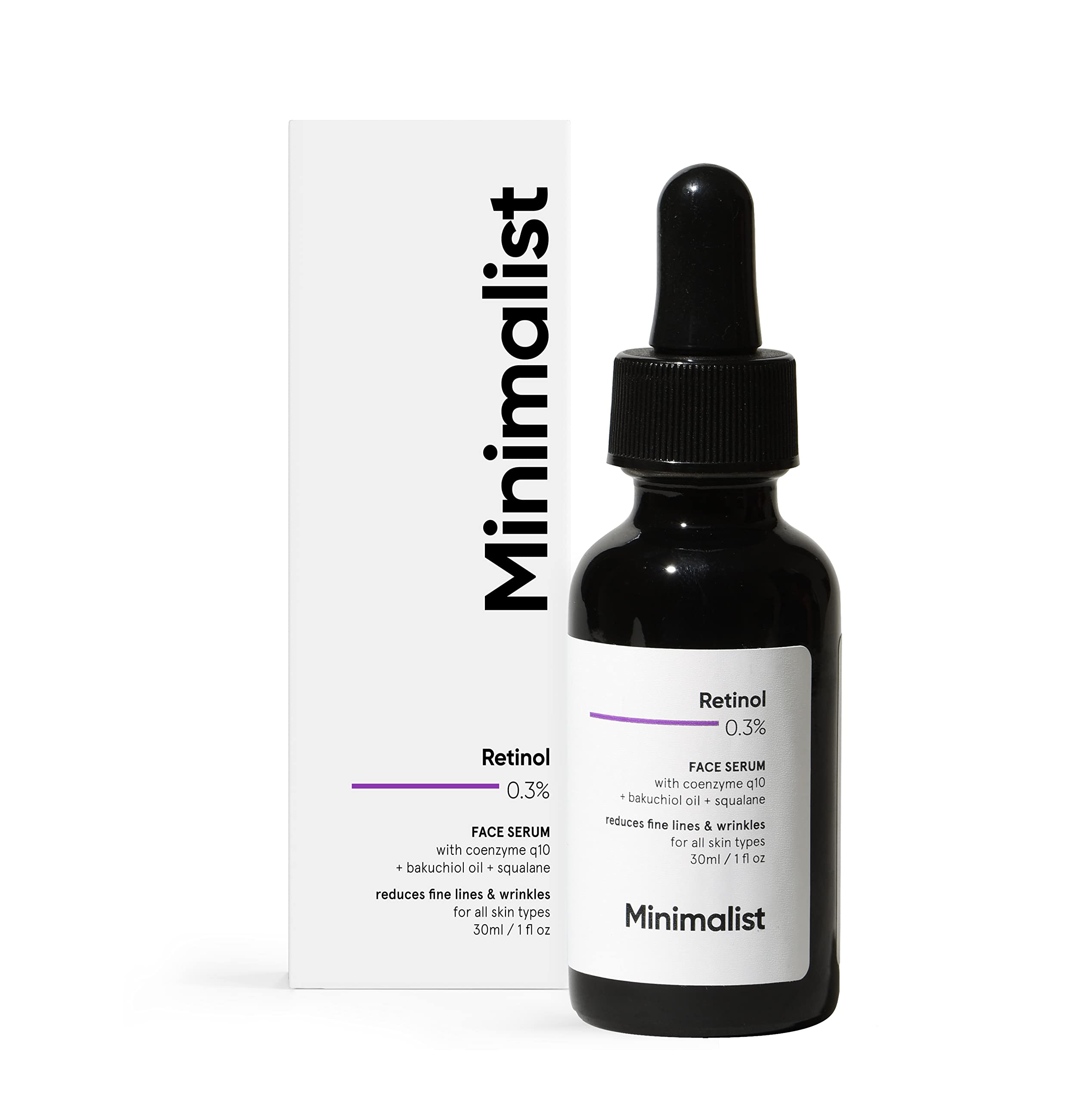 Minimalist 0.3% Retinol Serum - Anti-Aging Night Serum with Retinol & Q10 for Fine Lines & Wrinkles - 30ml