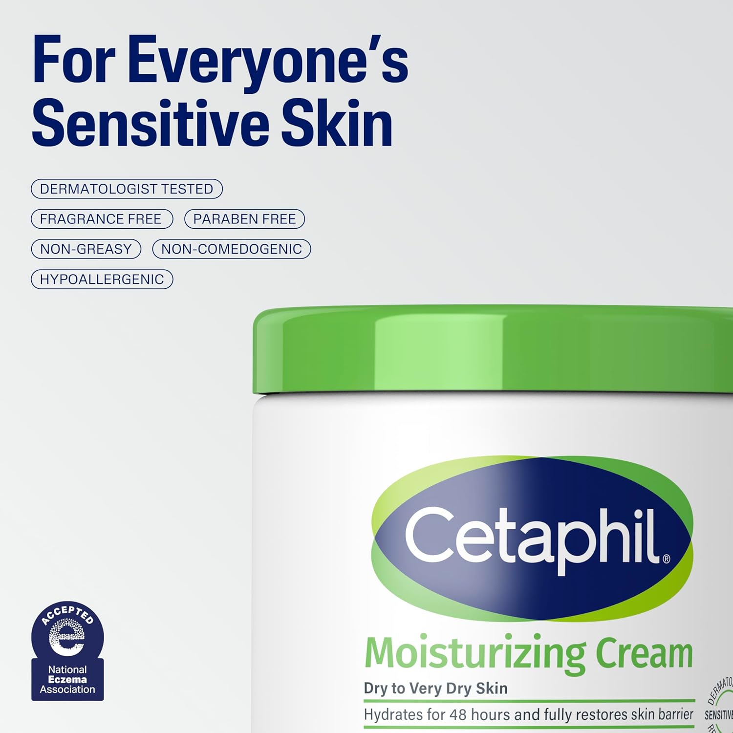 Cetaphil Moisturizing Cream – 16 oz (2-Pack), Fragrance-Free & Hypoallergenic