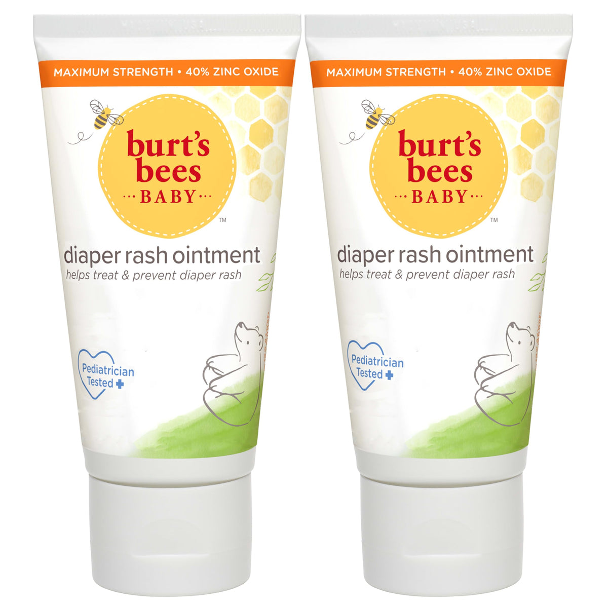Burt's Bees Baby Diaper Rash Ointment - Maximum Strength 40% Zinc Oxide 3 oz Pack of 2