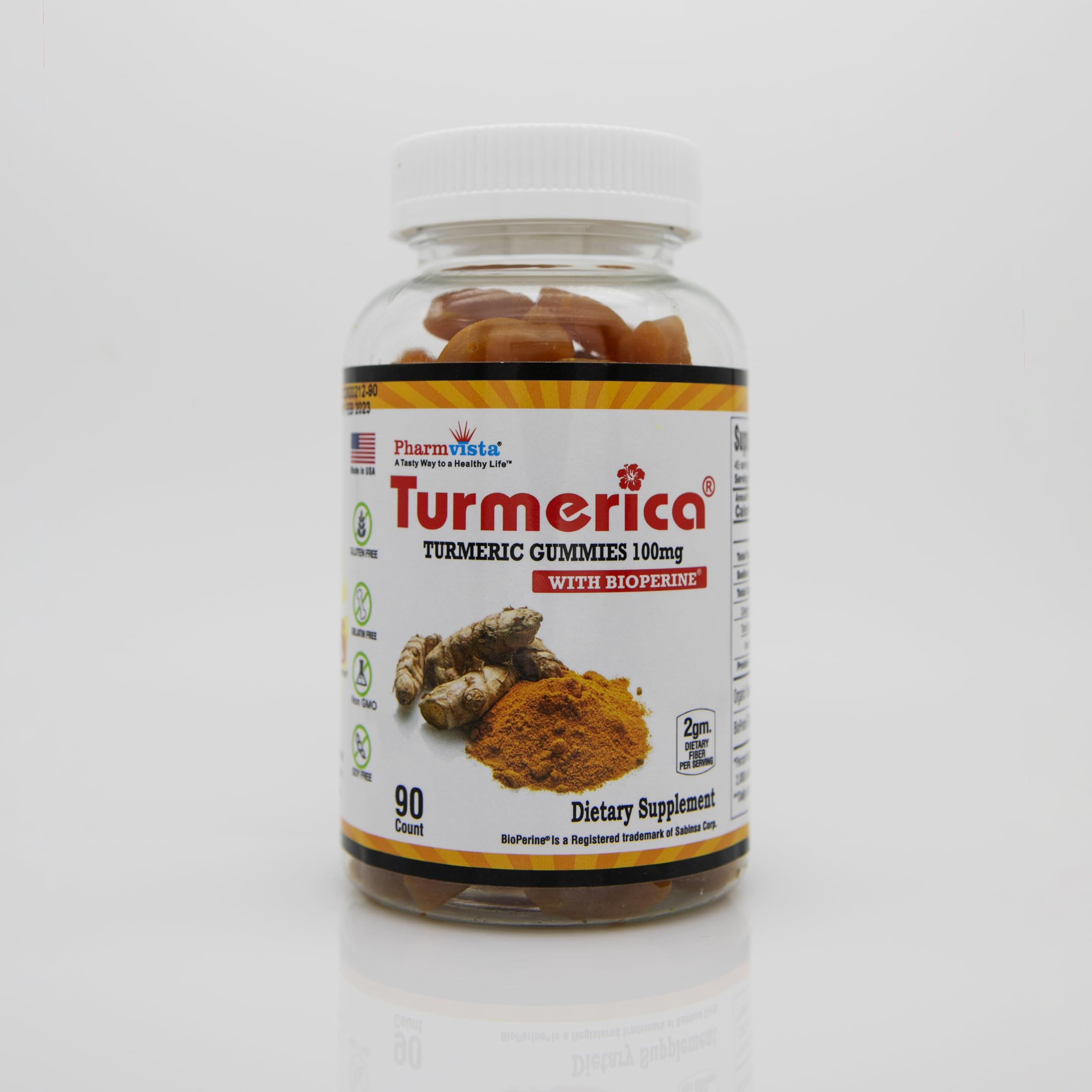 Turmeric Curcumin & BioPerine Gummies for Enhanced Absorption, 90 Count, Made in USA
