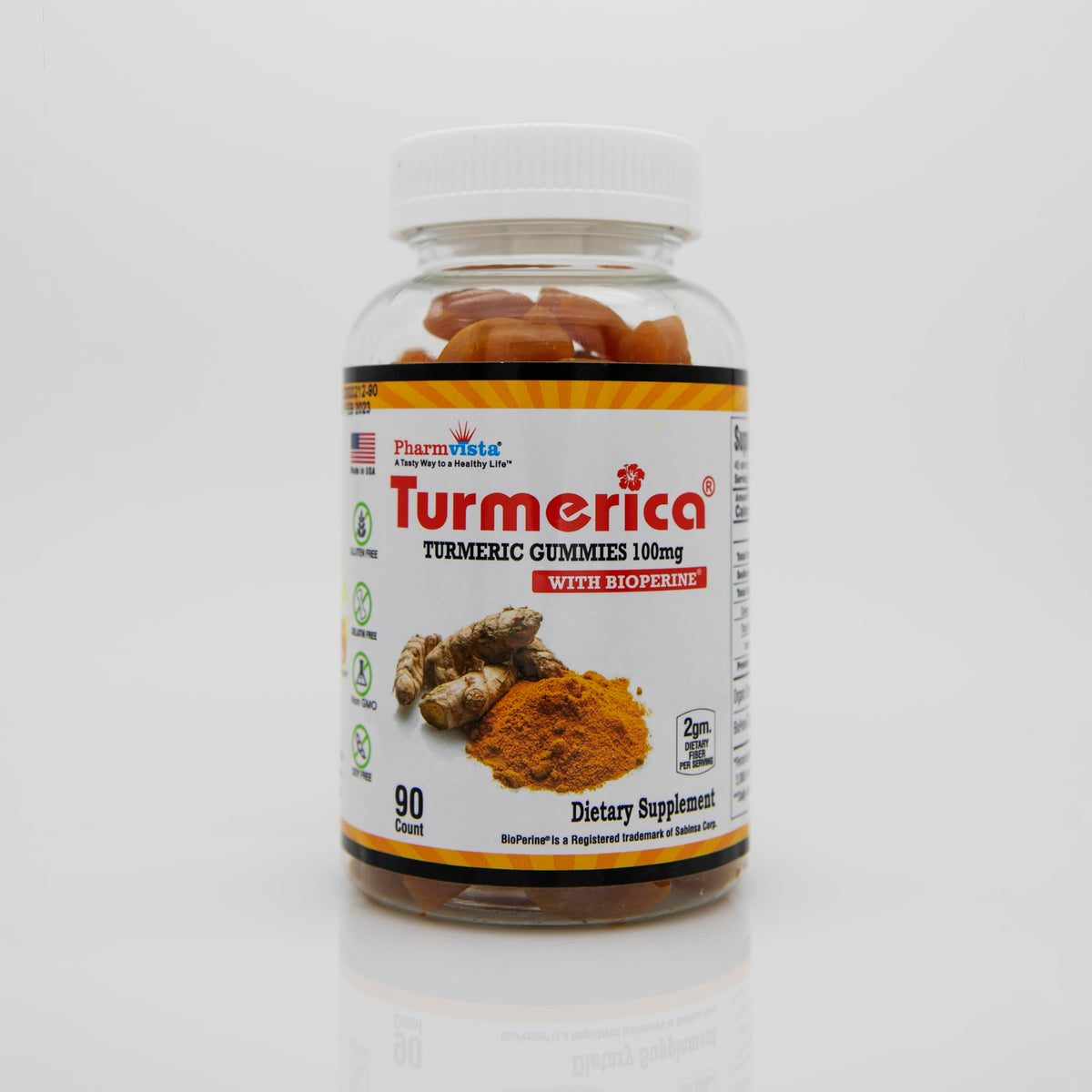 Turmeric Curcumin & BioPerine Gummies for Enhanced Absorption, 90 Count, Made in USA