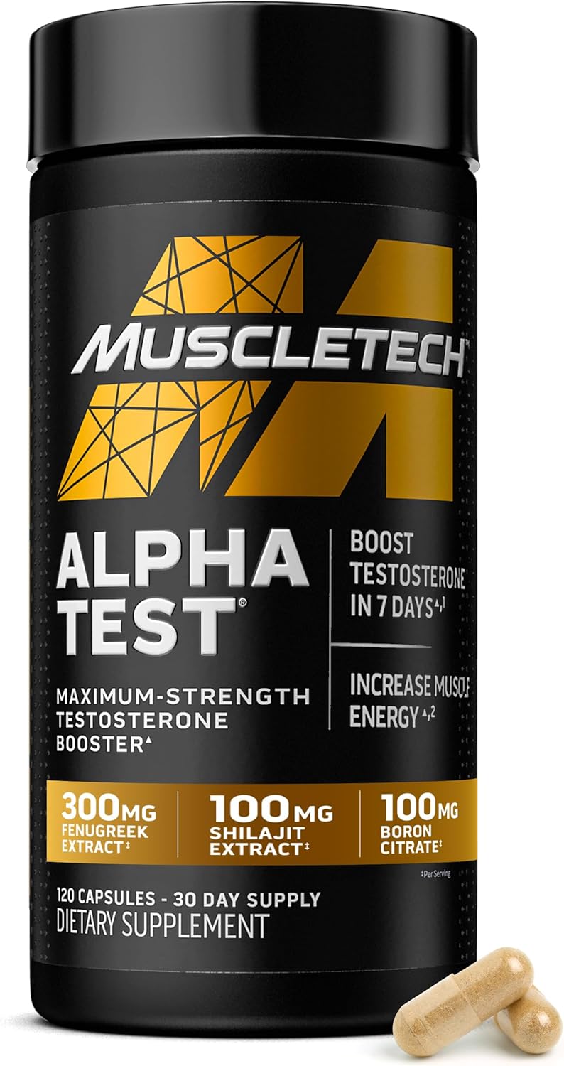 Testosterone Booster for Men | MuscleTech AlphaTest | Tribulus Terrestris & Boron Supplement | Max-Strength ATP & Test Booster | Daily Workout...