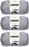 "Caron Simply Soft Party Silver Sparkle Yarn - 3 Pack (3oz Each) - Worsted Weight"