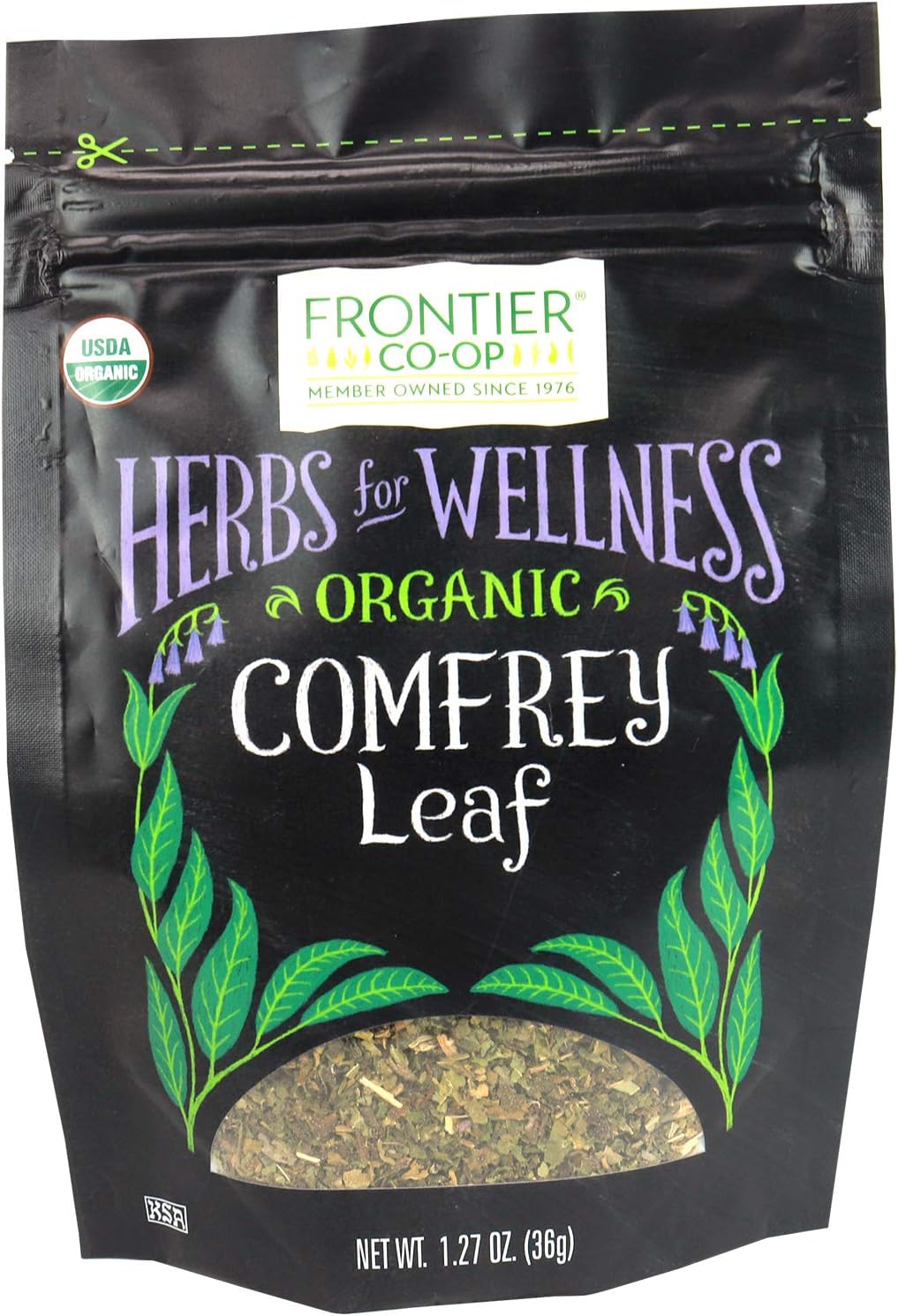 أوراق السنفيتون العضوي (Comfrey Leaves) من فرونتير كواب (Frontier Co-op) - مجففة للاستخدام الخارجي - 1.27 أونصة