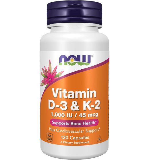 NOW Foods, Vitamin D-3 & K-2, 120 Capsules