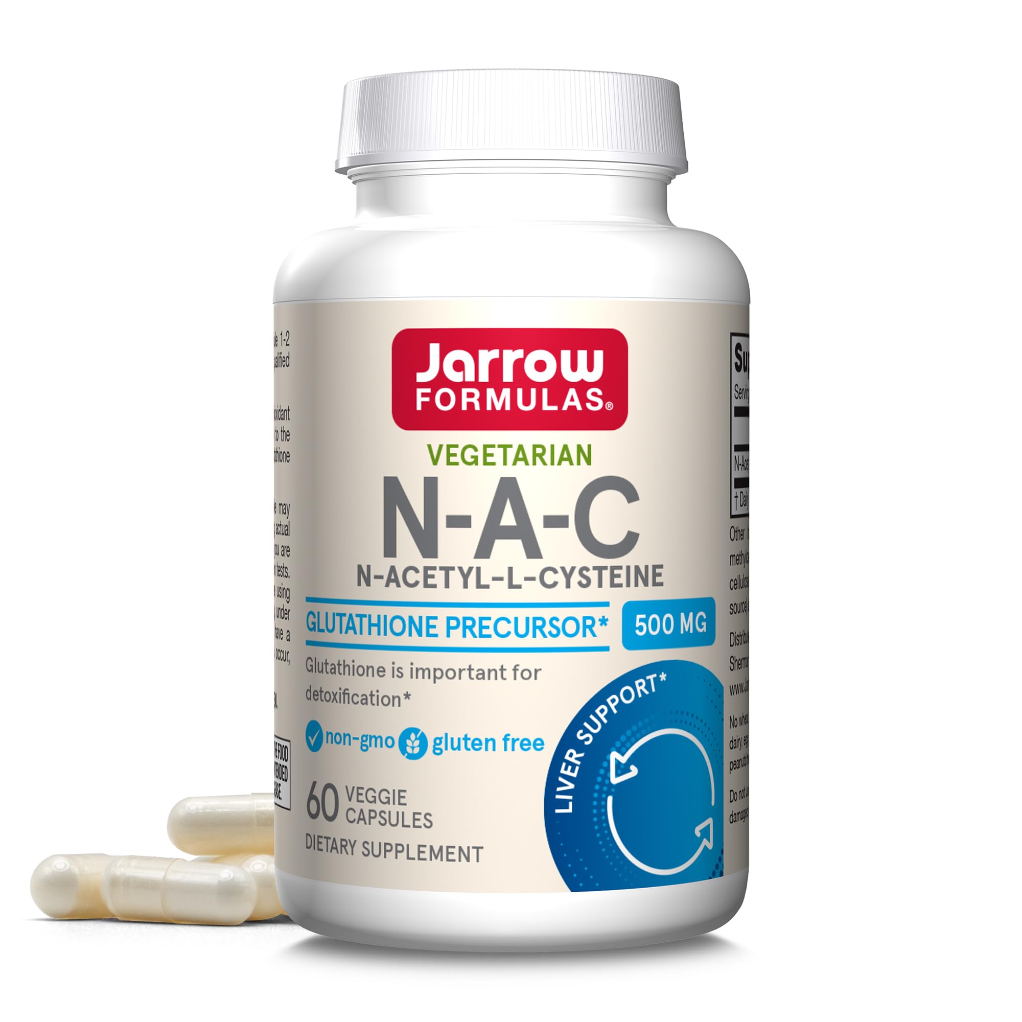 Jarrow Formulas N-Acetyl-L-Cysteine (NAC) 500mg - 100 Capsules - Antioxidant & Liver Support