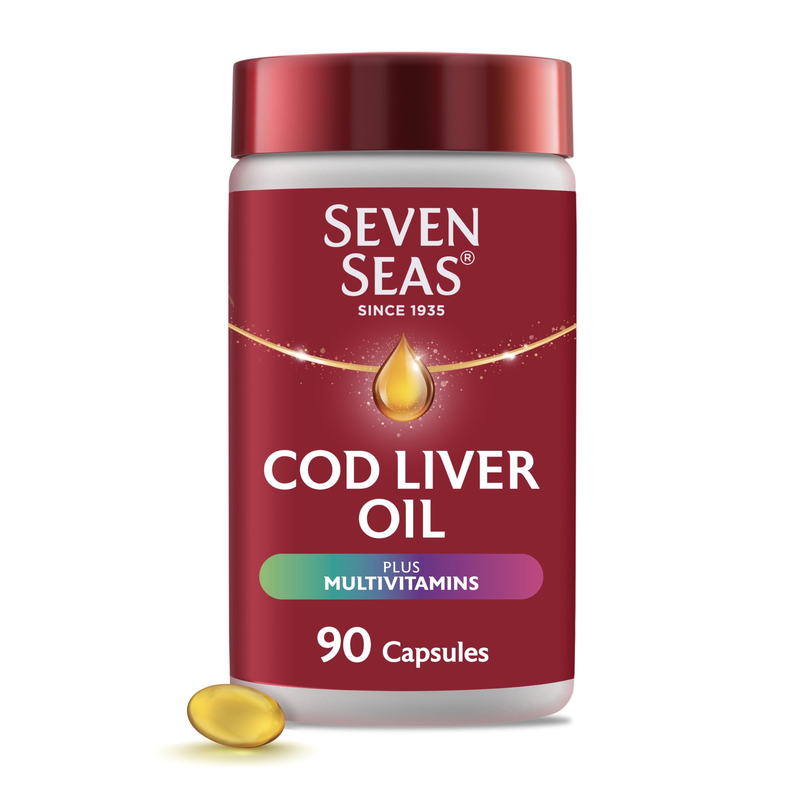 Seven Seas Cod Liver Oil Plus Multivitamins 90 Capsules - Heart Brain Vision Health Support