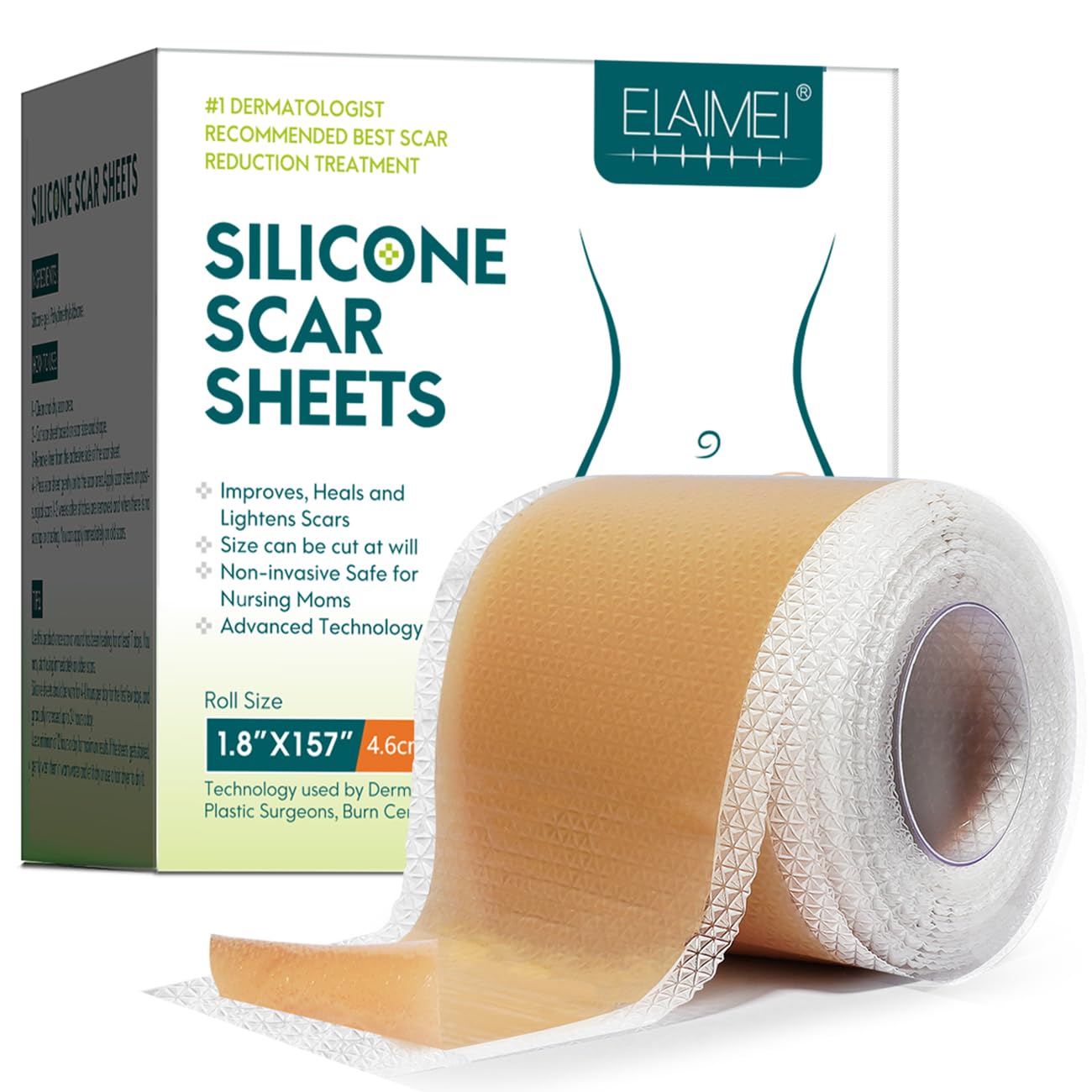 Medical Grade Silicone Scar Sheets for Scar Removal - 1.8 x 157 inches
