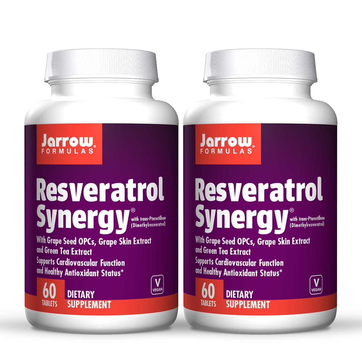 Jarrow Formulas Resveratrol Synergy - 120 Tablets (2 Packs) - Antioxidant & Cardiovascular Support