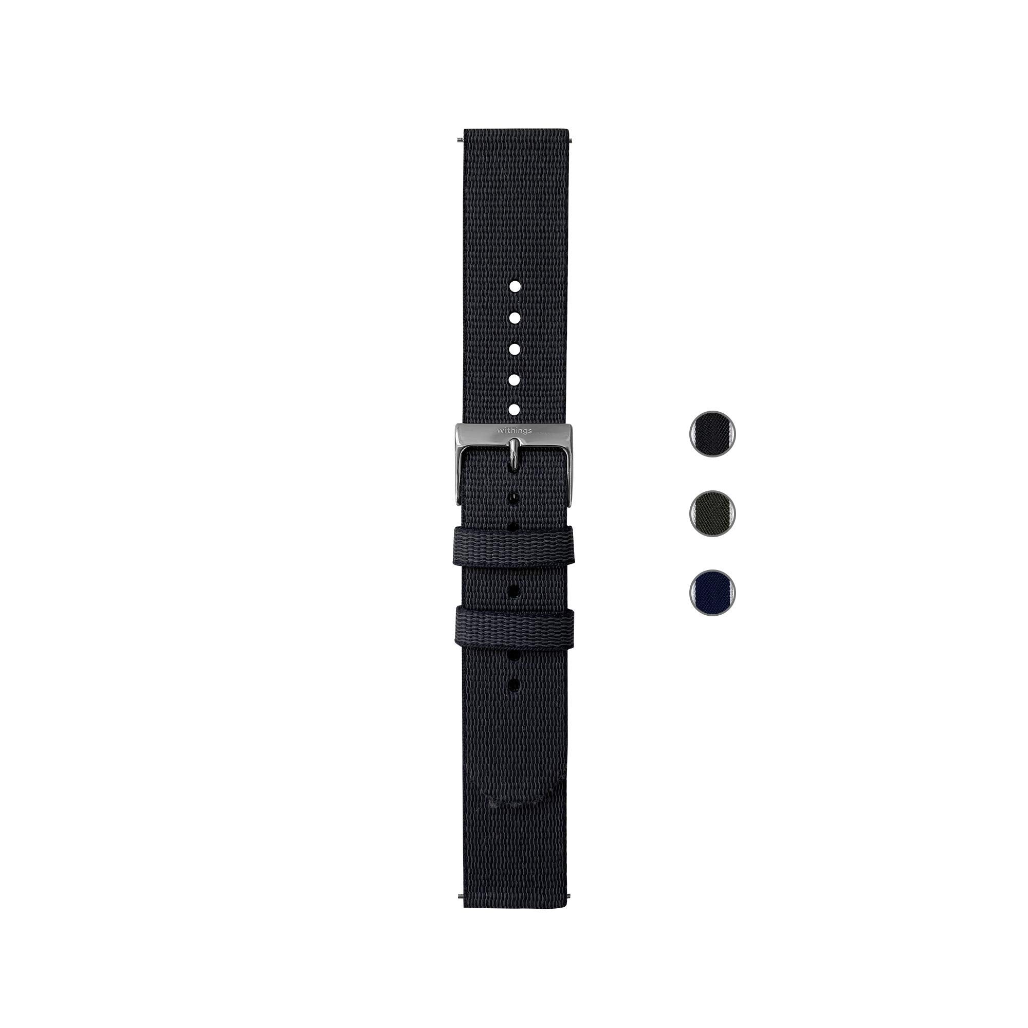 Withings Recycled Woven PET Wristbands - Eco-Friendly Replacement Bands for Steel HR, Steel HR Sport, Move ECG, Move, Steel, and ScanWatch