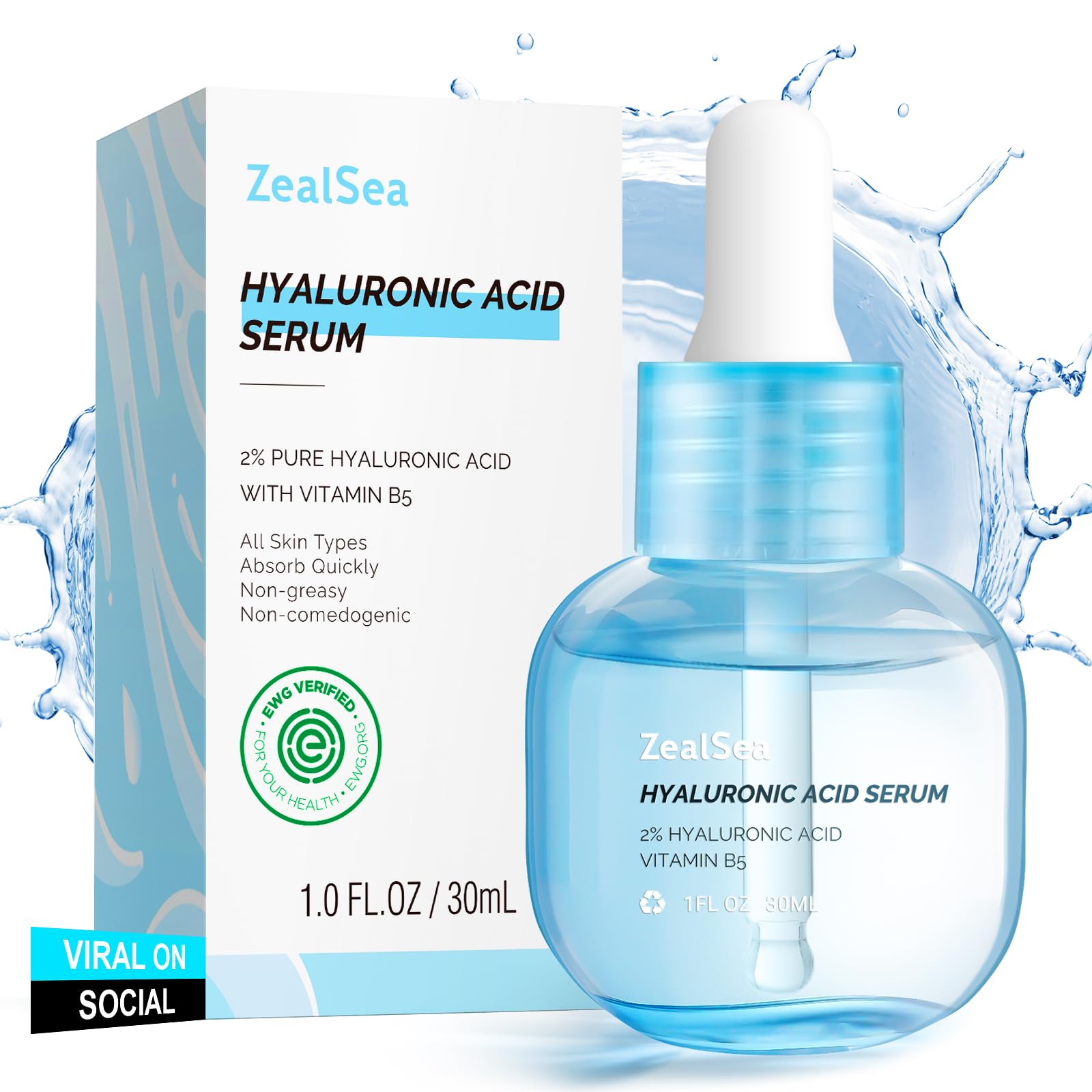 ZealSea Hyaluronic Acid Serum for Sensitive Skin - 2% Vitamin B5 Face Care