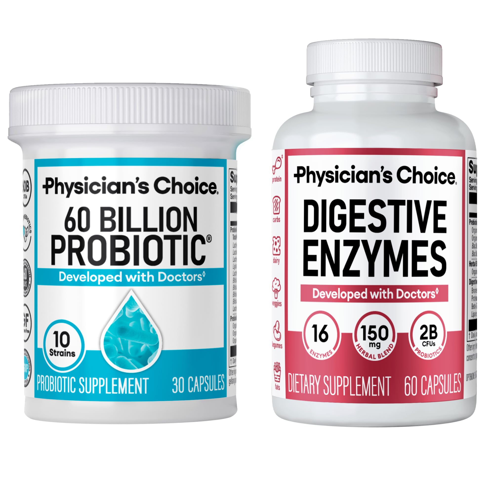 Physician's CHOICE Advanced Gut Health Bundle - 60 Billion Probiotics & Digestive Enzymes for Digestive, Gut & Immune Support