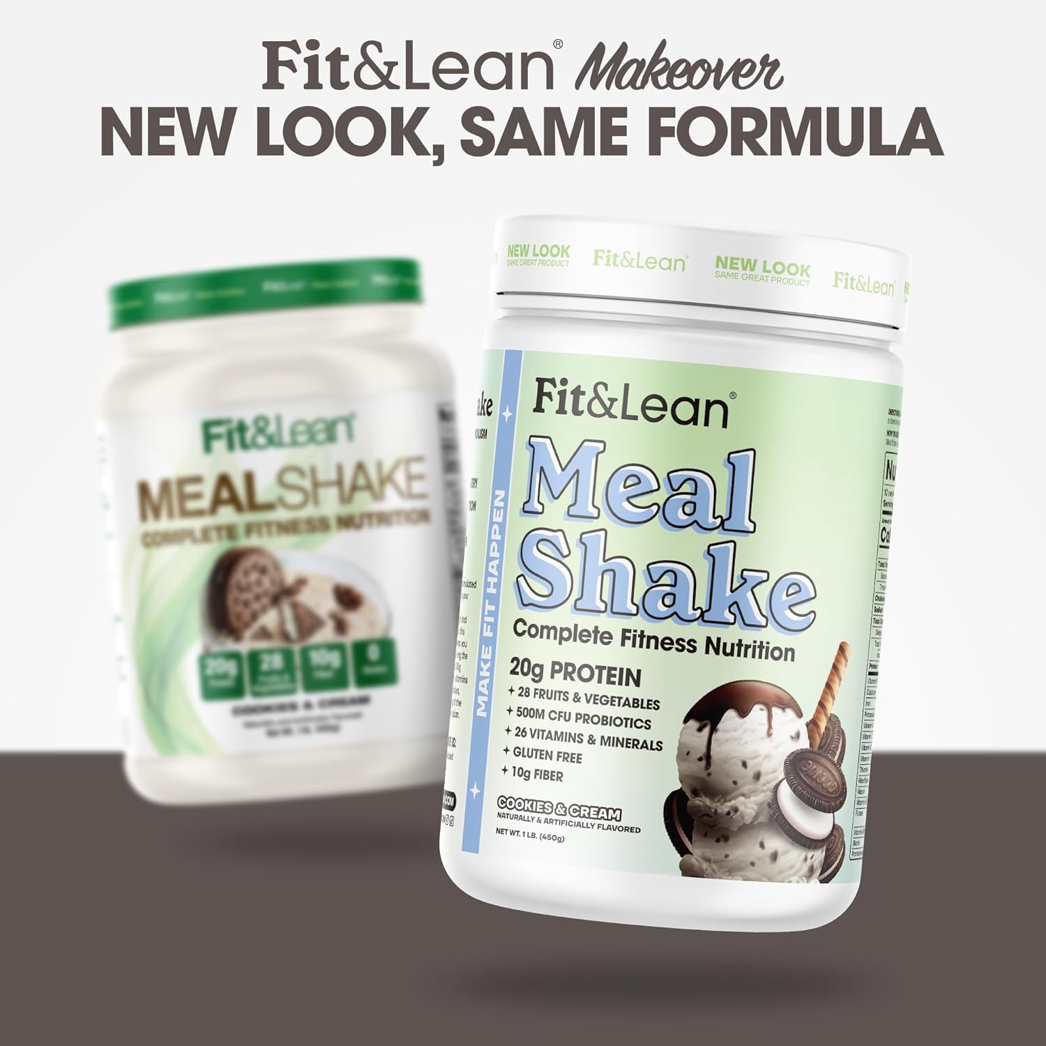 Fit & Lean meal shake: Cookies and Cream flavored protein shake for weight loss and muscle gain.
