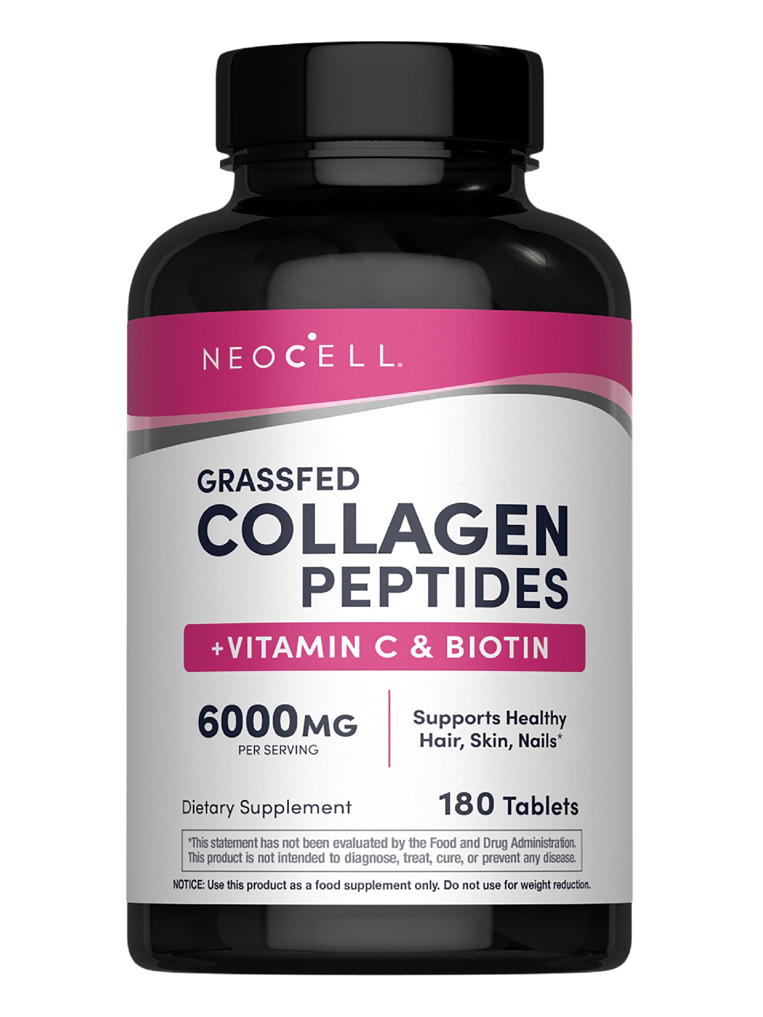 NeoCell Super Collagen Peptides, Vitamin C & Biotin - 180 Tablets (Hair, Skin, Nail Support)