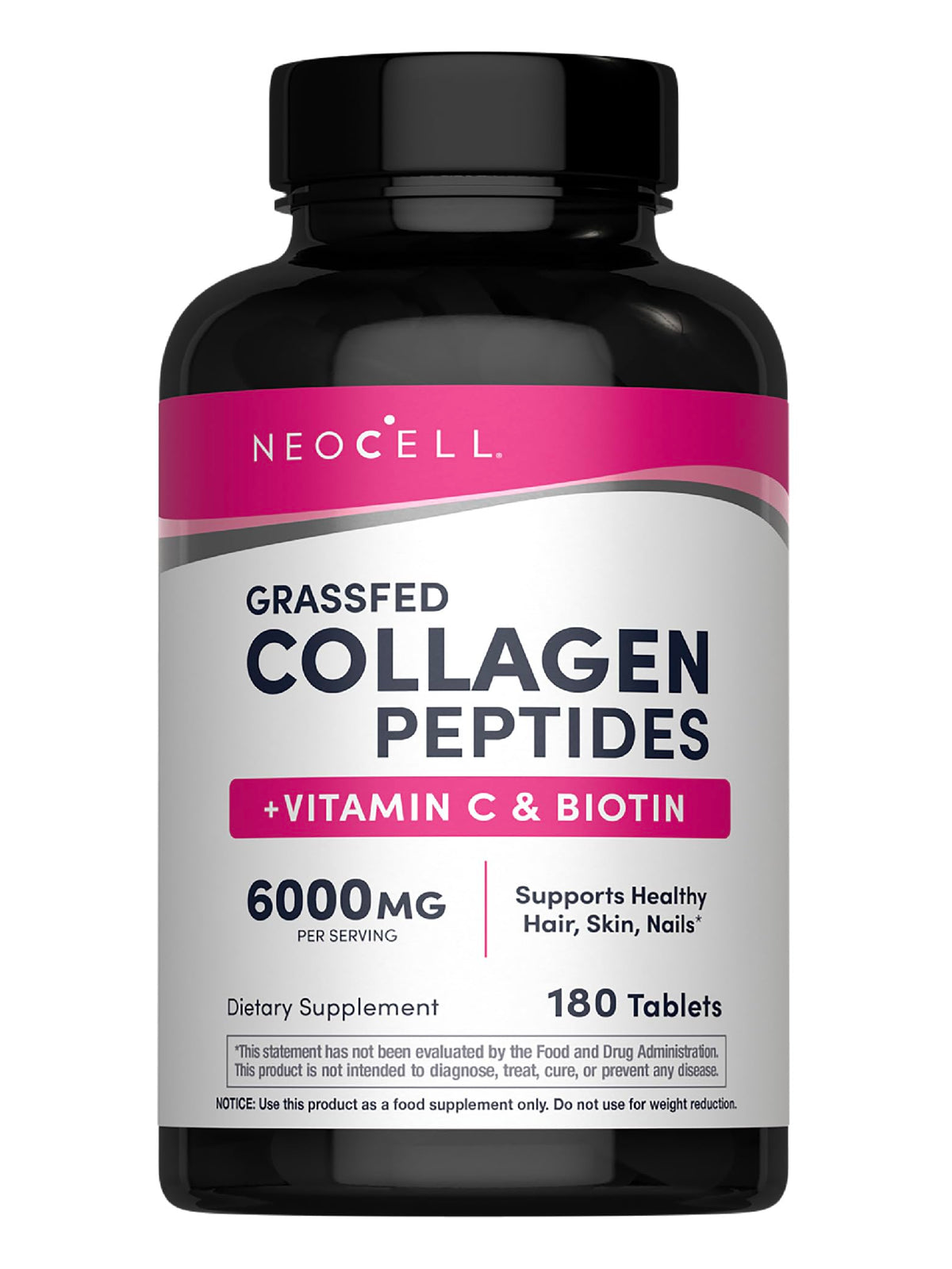 NeoCell Super Collagen Peptides, Vitamin C & Biotin - 180 Tablets (Hair, Skin, Nail Support)