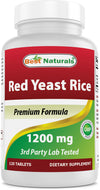 Best Naturals Red Yeast Rice Cholesterol Support 1200mg 120 Tablets