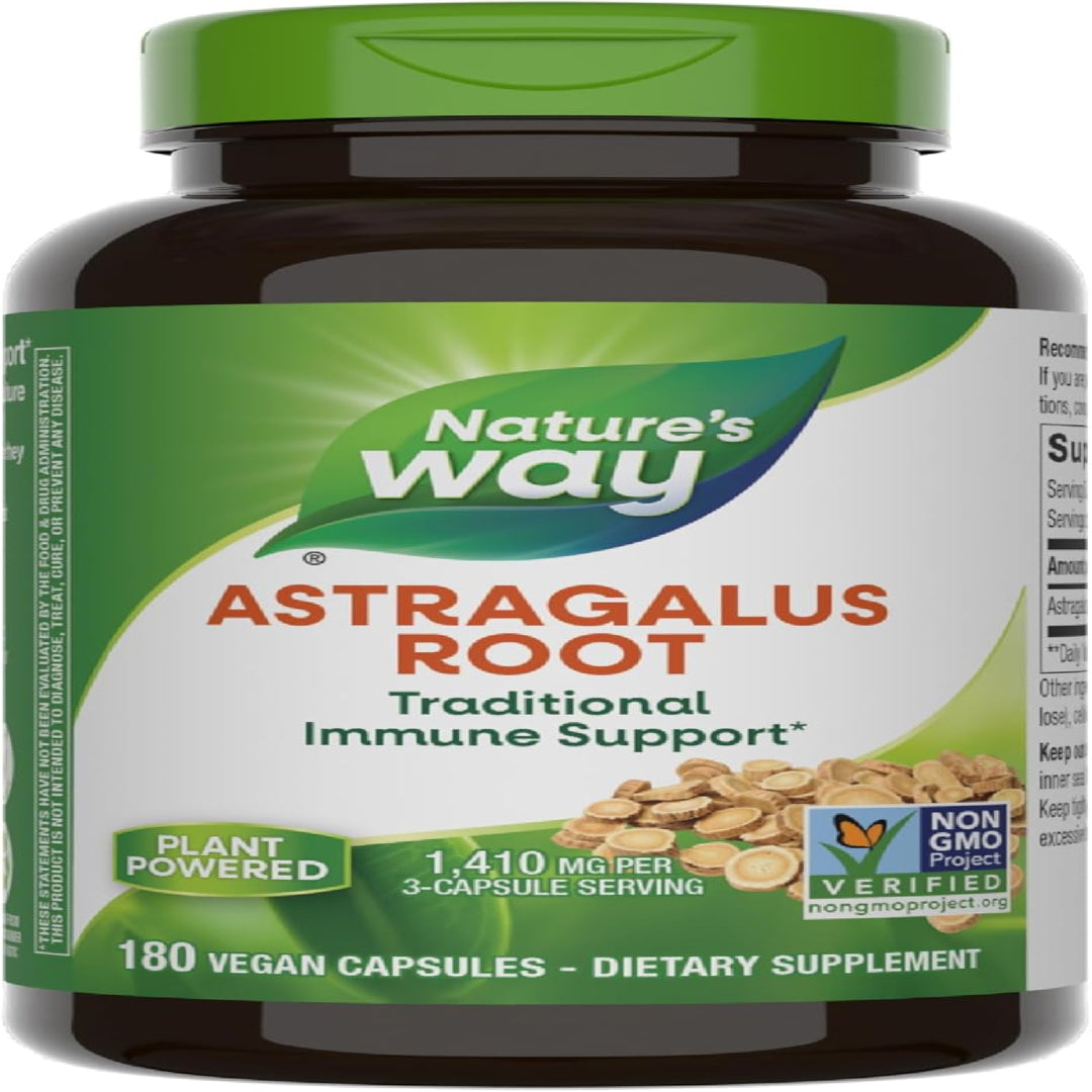 Nature's Way Astragalus Root - Astragalus Root Herbal Supplement - Traditional Immune Support* - Non-GMO Project Verified - Gluten & Dairy-Free - 180 Vegan Capsules