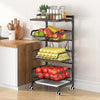4-Tier Adjustable Fruit & Vegetable Kitchen Storage Cart with Wood Top & Wheels