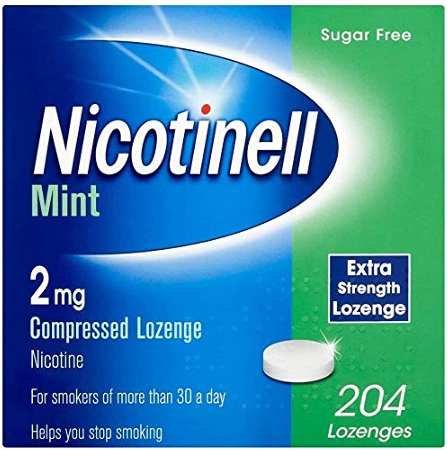Nicotinell 2mg Nicotine Lozenge - Sugar-Free Mint Stop Smoking Aid (204 Pieces)