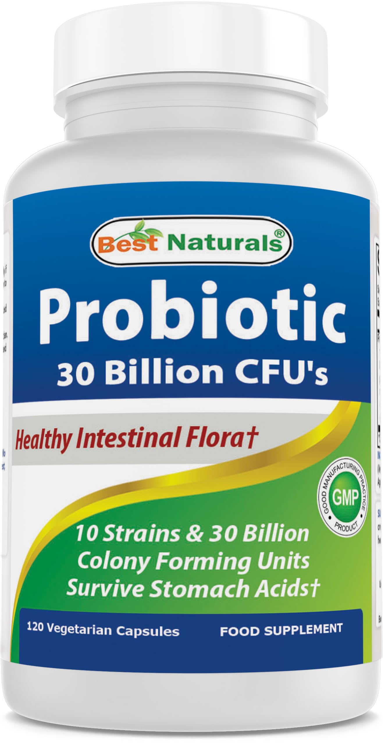 Best Naturals Probiotic 10 Strains, 30 Billion CFU - 120 Veggie Capsules