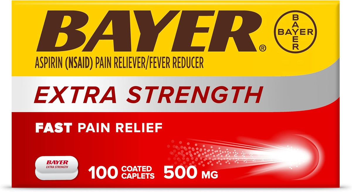 Bayer Aspirin Extra Strength 500mg, 100 Tablets – Pain & Fever Relief