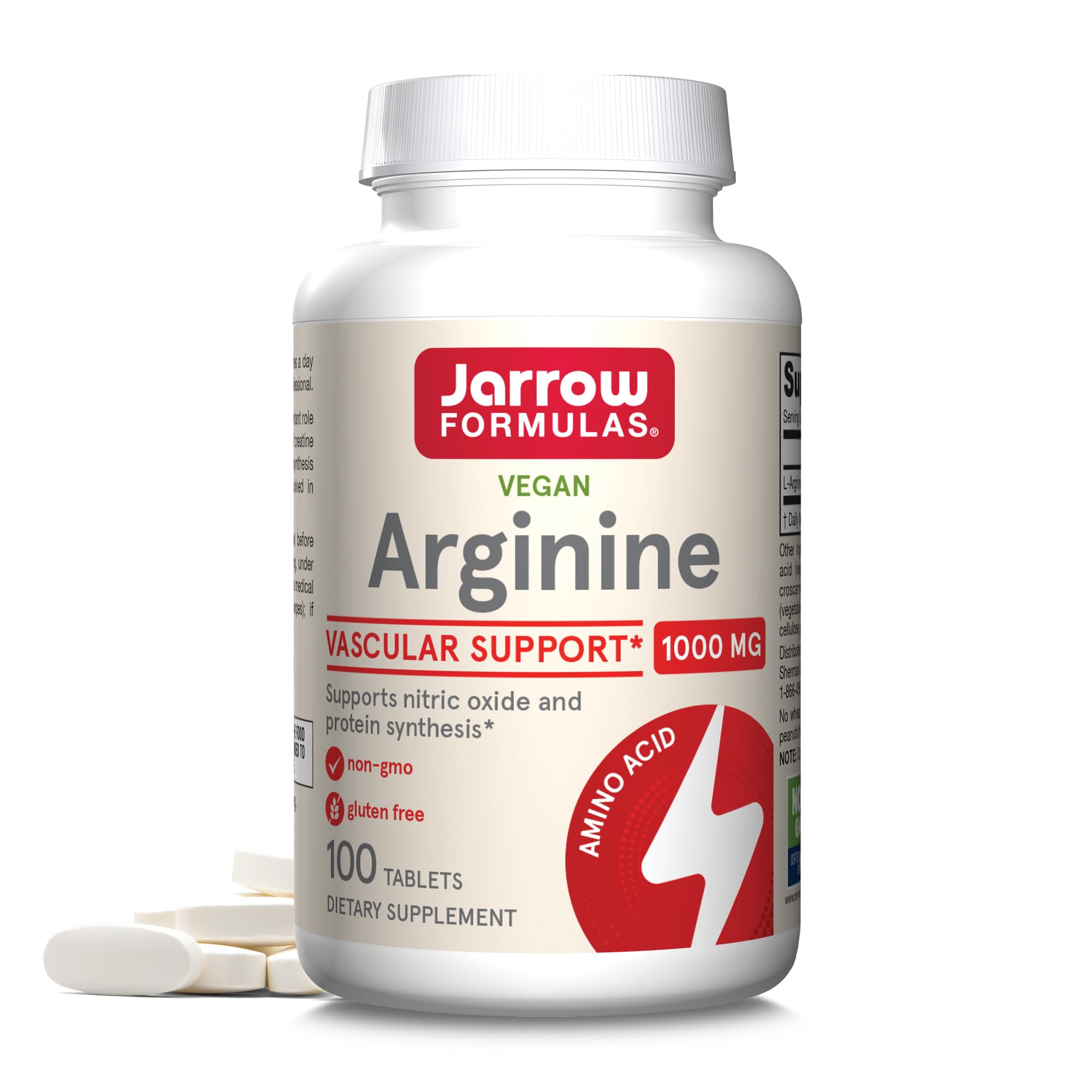 Jarrow Formulas Arginine 1000mg - 100 Tablets - Supports Circulation & Cardiovascular Health