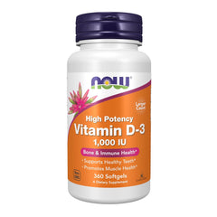 NOW Foods, Vitamin D-3, High Potency, 1,000 IU, 360 Softgels