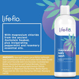 Life-flo Magnesium Body Wash - 16 oz - Peppermint & Rosemary - Moisturizing Cleanse