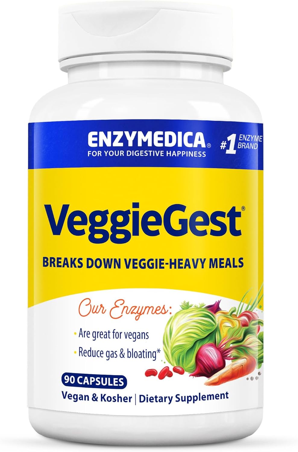 Enzymedica VeggieGest: إنزيمات هضمية نباتية (٩٠ كبسولة)