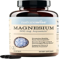 NatureWise Magnesium Softgels 300mg - Absorption-Friendly, Marine-Derived - Supplement for Sleep, Bone and Muscle Health - Non-GMO, Soy & Gluten-Free - 90 Count[1-Month Supply]