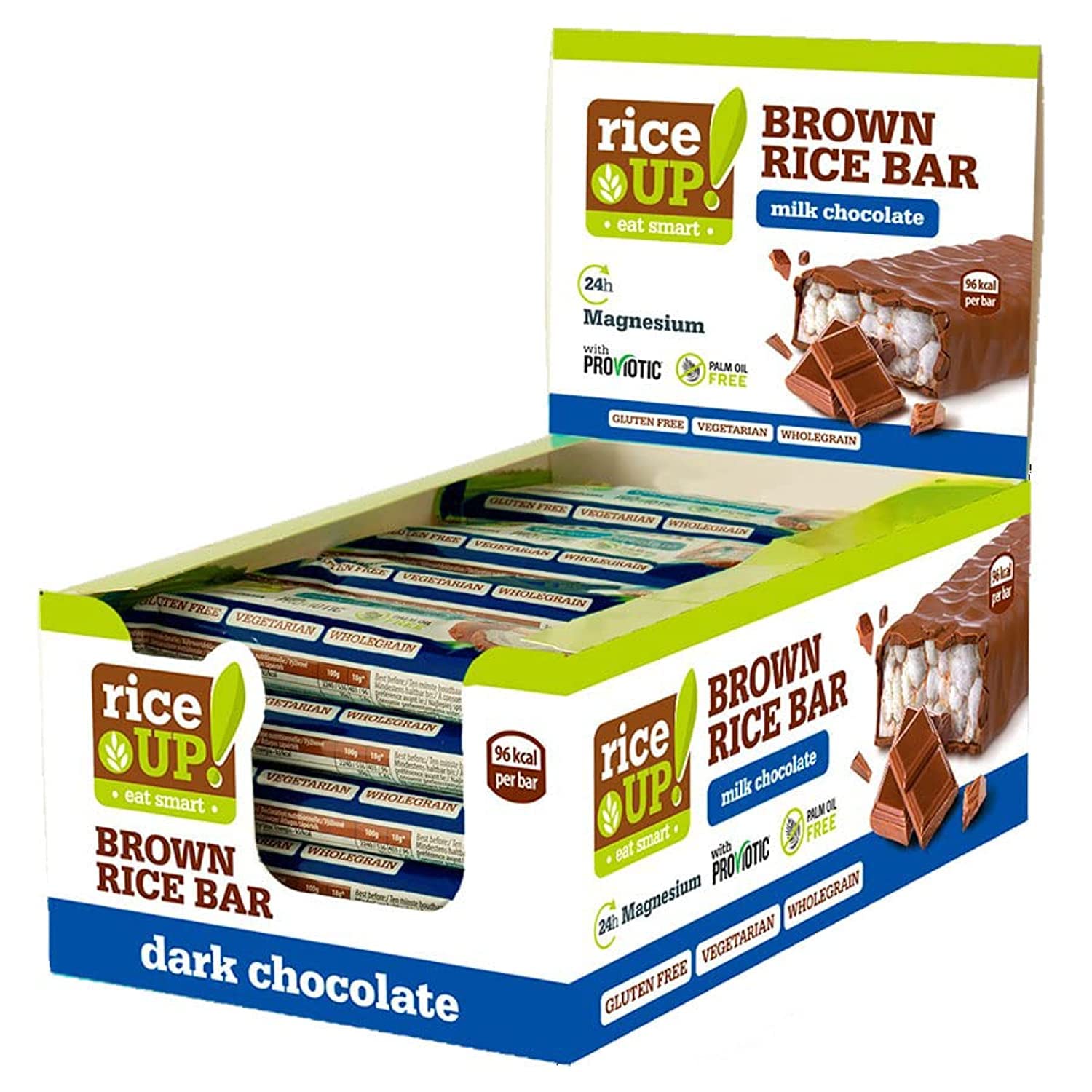 Rice Up Milk Chocolate Rice Bar - 20 Packs of 18g Decadent Snacks