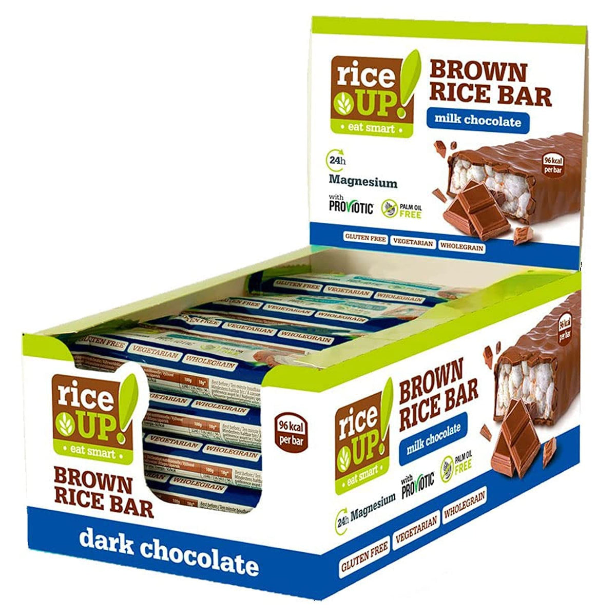 Rice Up Milk Chocolate Rice Bar - 20 Packs of 18g Decadent Snacks