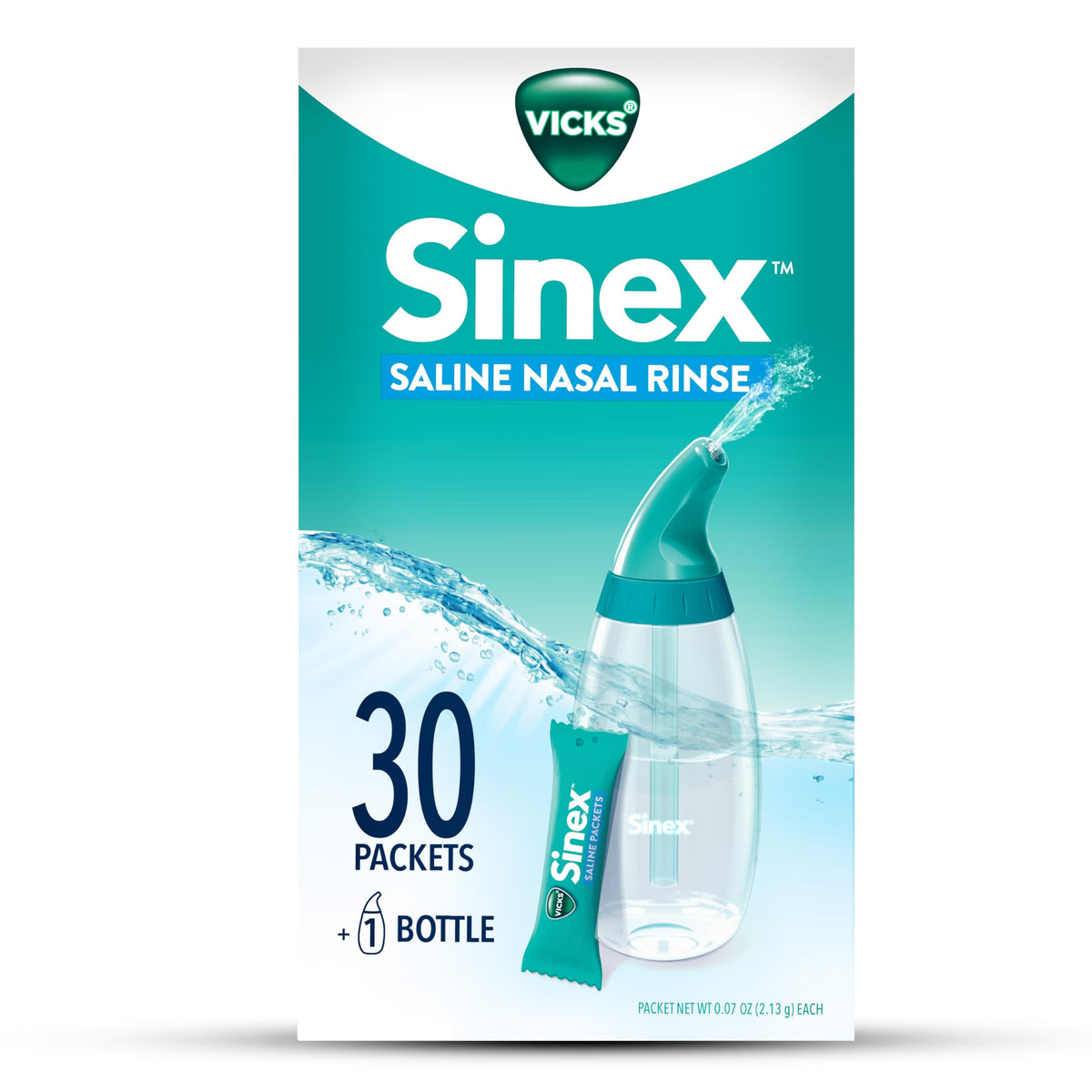 Vicks Sinus Rinse Vicks Vicks Sinex Saline Nasal Rinse Starter Kit, Drug-Free, 30 Refills ...