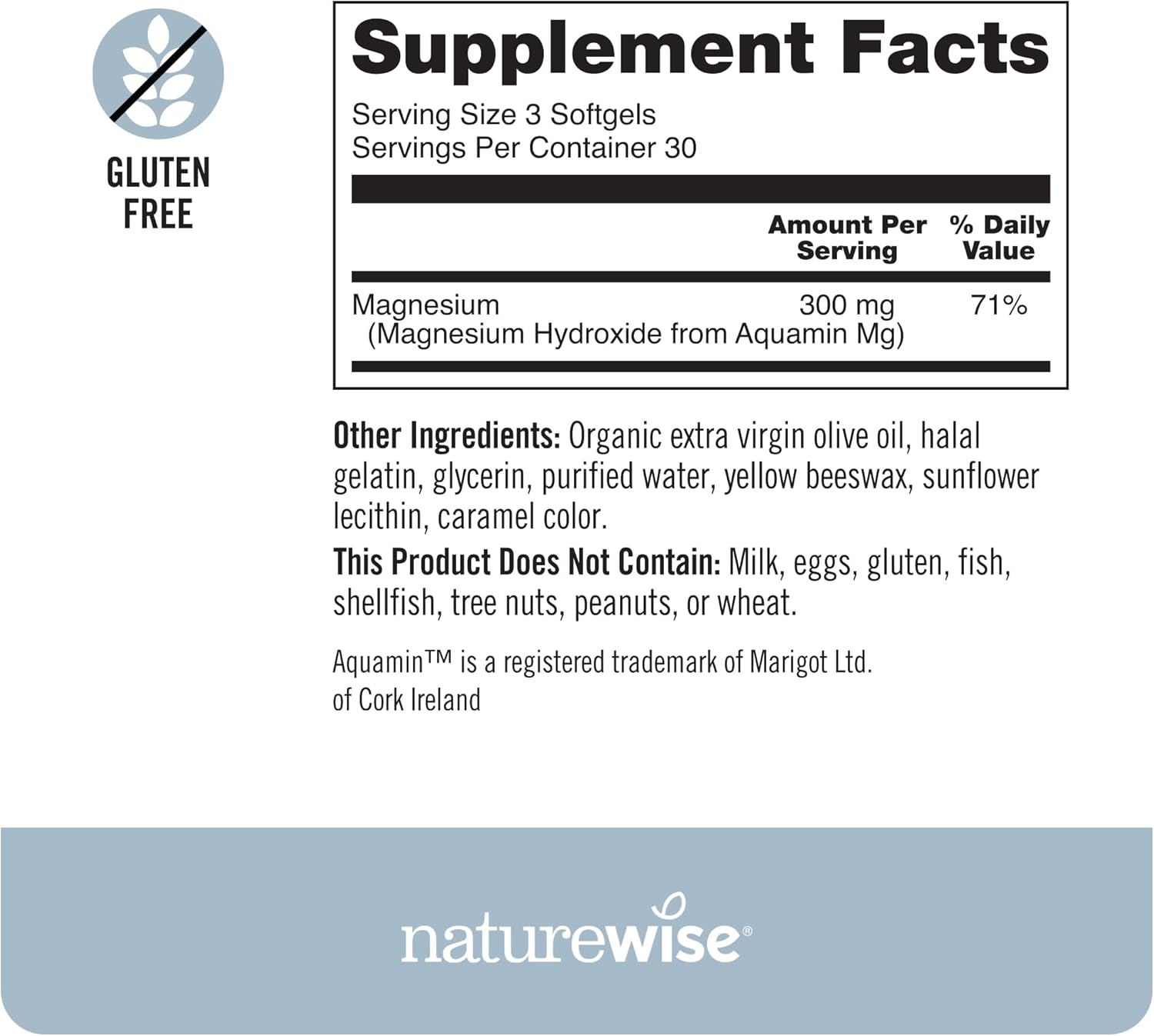 NatureWise Magnesium Softgels 300mg - Absorption-Friendly, Marine-Derived - Supplement for Sleep, Bone and Muscle Health - Non-GMO, Soy & Gluten-Free - 90 Count[1-Month Supply]
