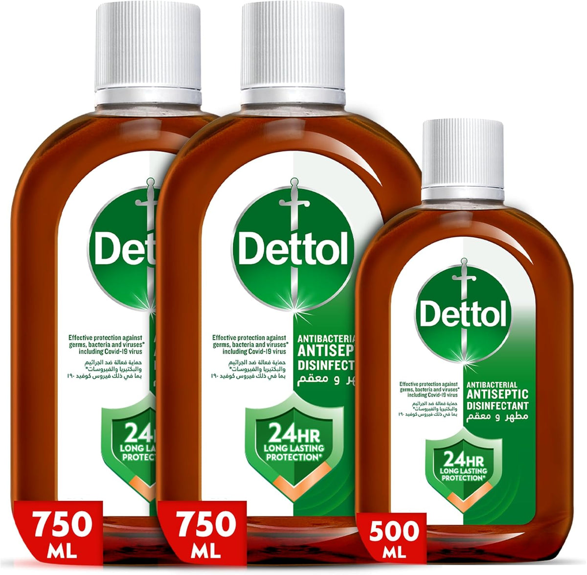 Dettol Antiseptic Disinfectant Liquid Kills 99.9% Germs 2x 750ml + 500ml