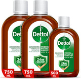 Dettol Antiseptic Disinfectant Liquid Kills 99.9% Germs 2x 750ml + 500ml