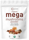Organic Mega Mushroom 10-in-1 Complex Powder - Immune Booster with Chaga, Lions Mane, Cordyceps & More