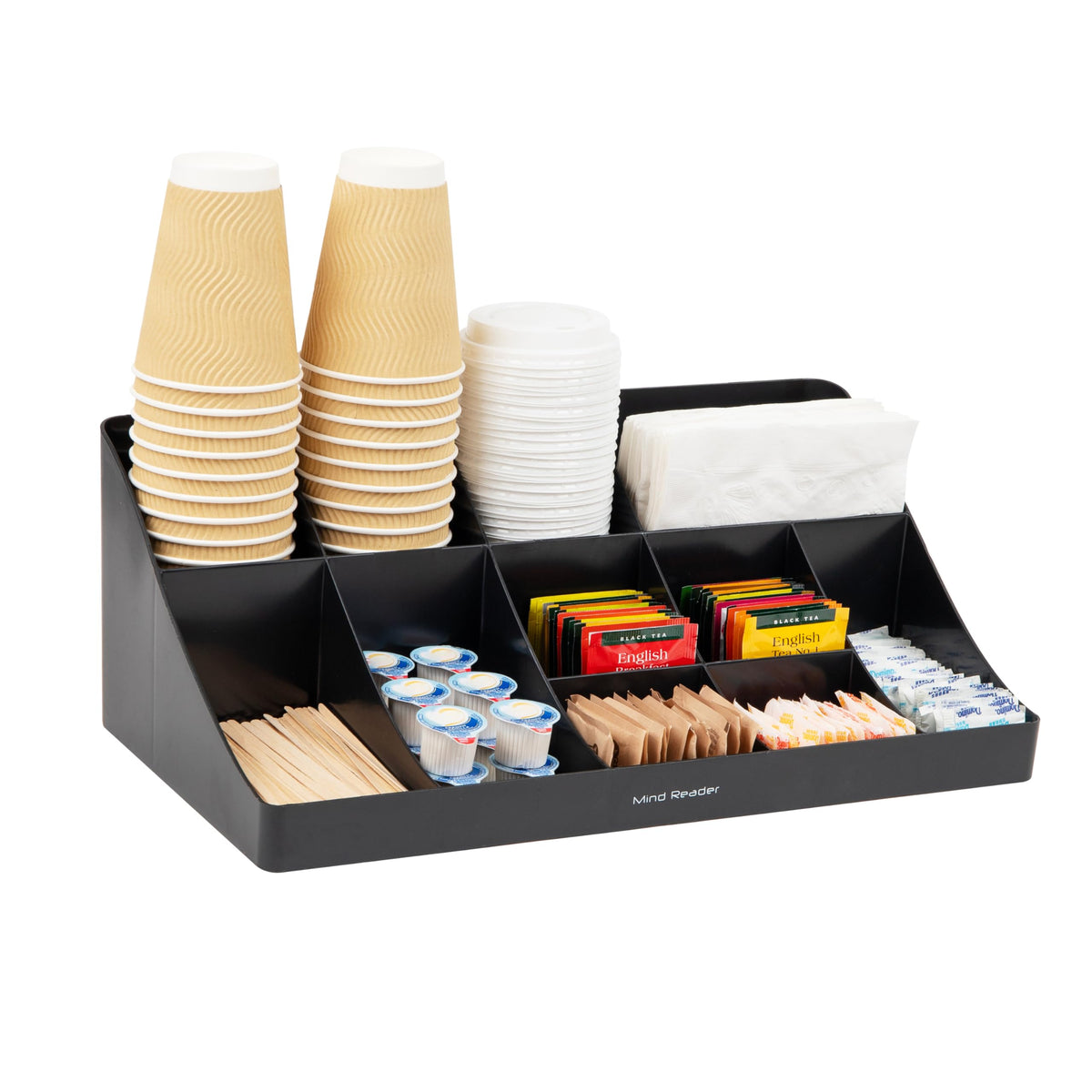 Mind Reader Black 11-Compartment Coffee Condiment Organizer