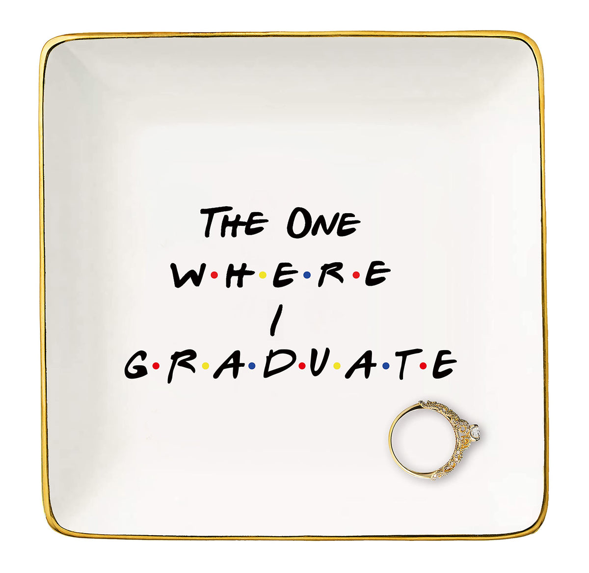 Graduation Gifts for University, Nurse, College, High School - Ceramic Jewelry Holder Ring Dish