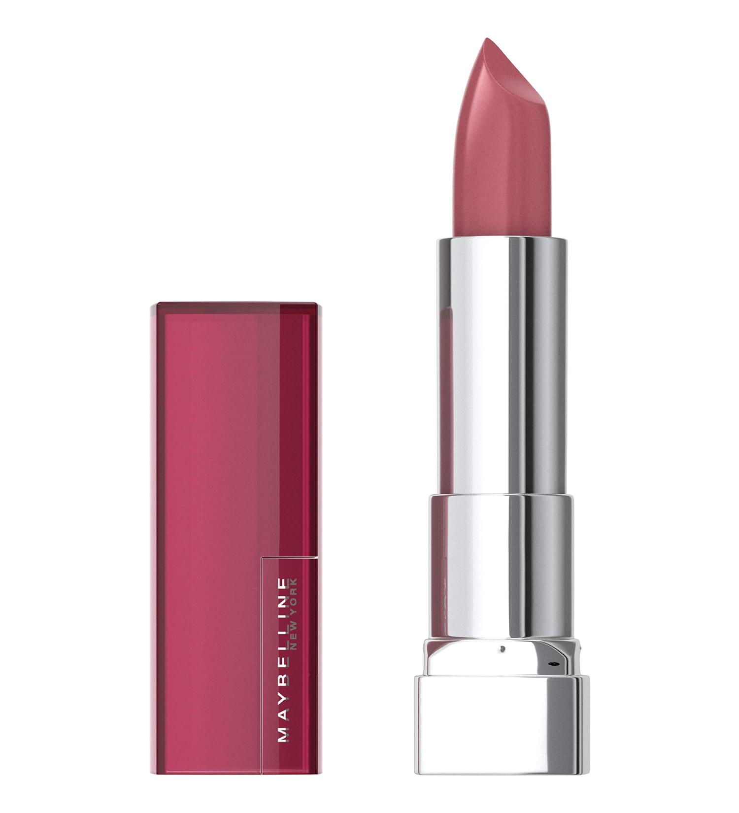 Maybelline Color Sensational lipstick: Rosy Risk (211) hydrating cream finish lipstick in nude, pink, red, or plum.